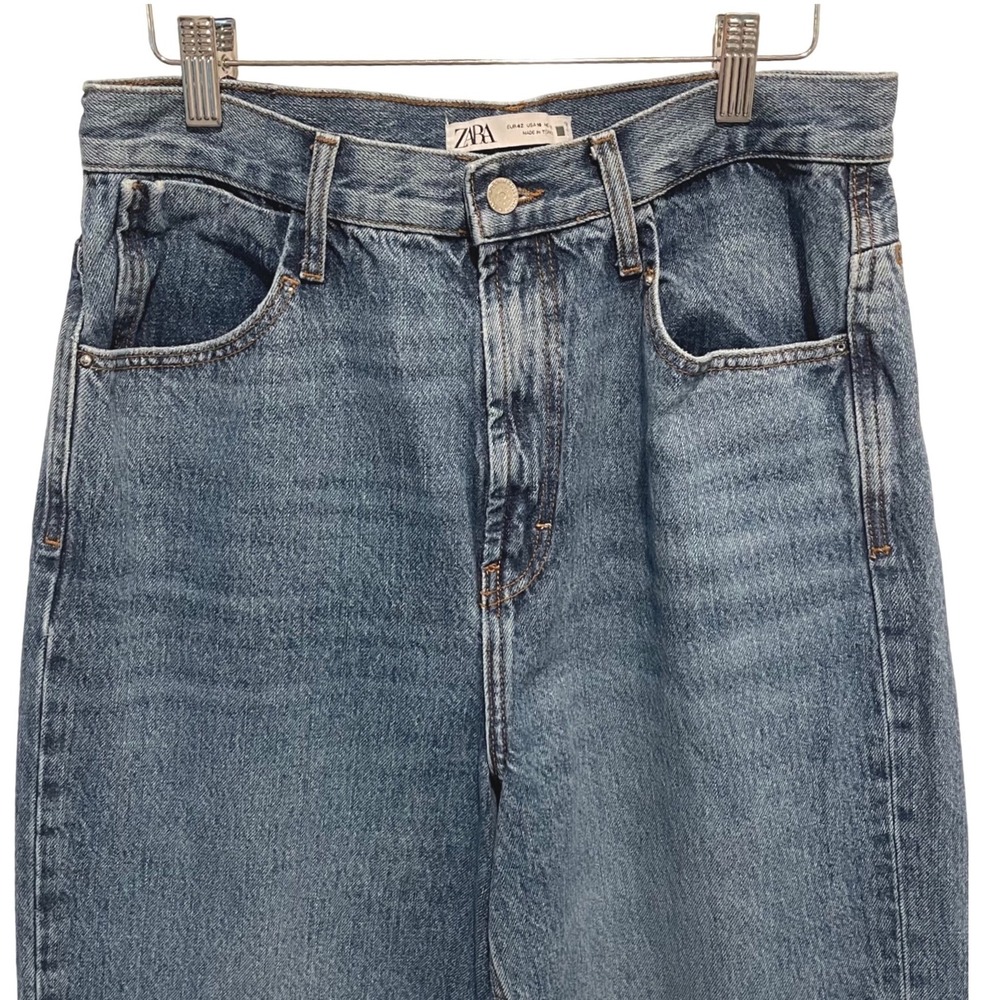 Zara Women's Jeans Size 10 Blue Denim Wide Leg High Waist Casual - Picture 2 of 8